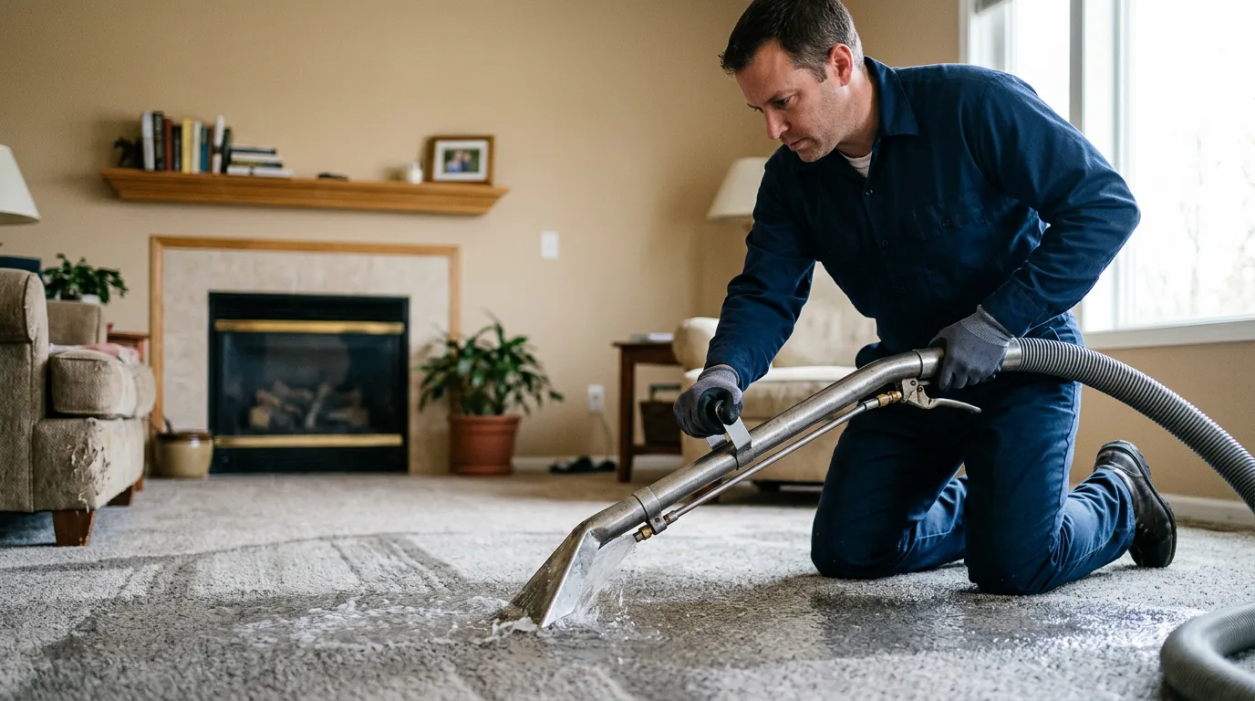 Water damage restoration technician working near Pontiac, MO